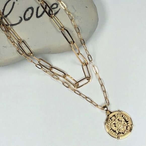 NEW Set- gold choker and medallion chain necklace - Picture 5 of 5